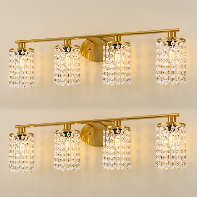 4-Light Dimmable Bathroom Vanity Light With Crystal