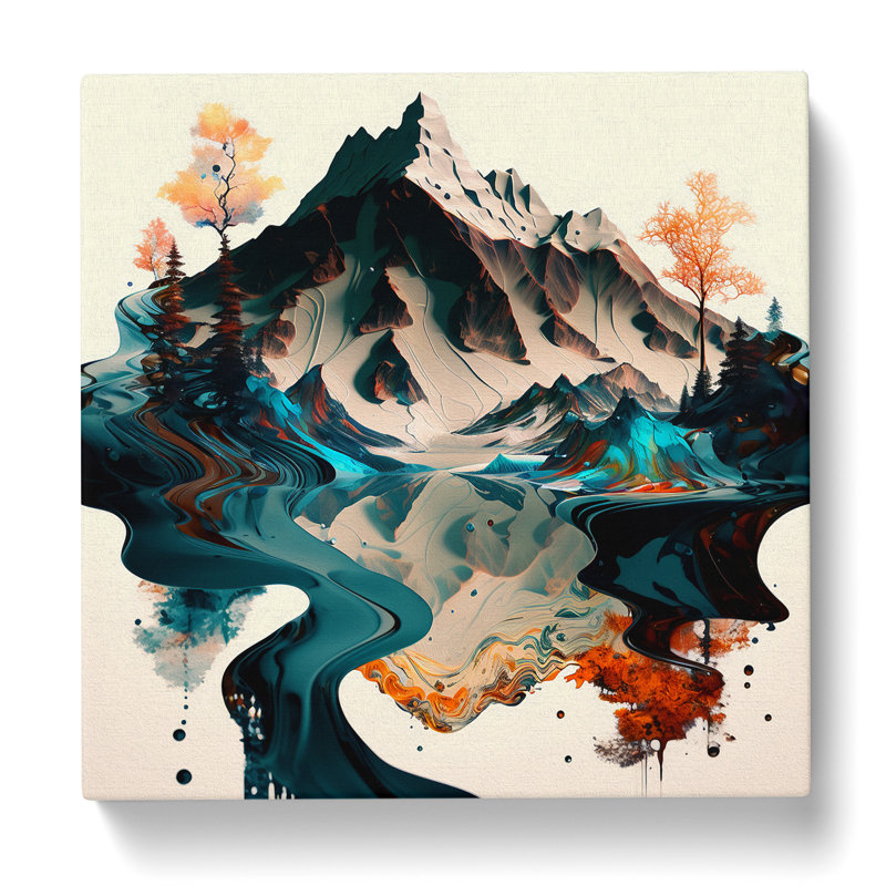 Japanese Mountains Liquify - Wrapped Canvas, 35cm H x 35cm W x 3cm D
