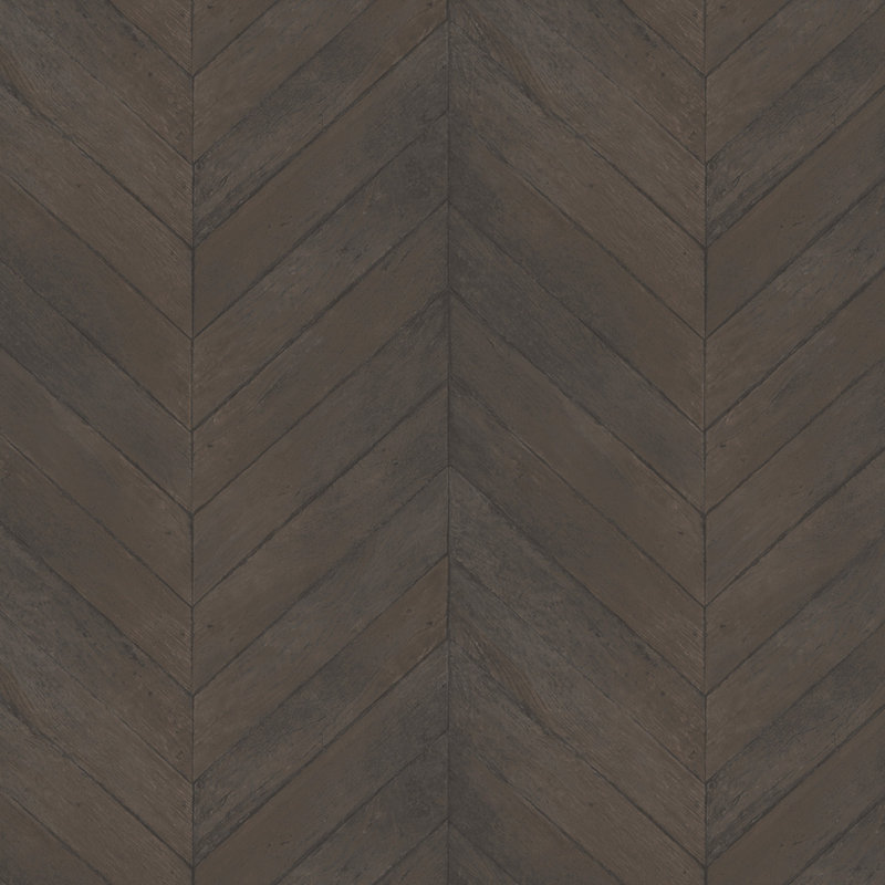  Chevron Wood 33' x 20.5" Wallpaper Roll, Brown