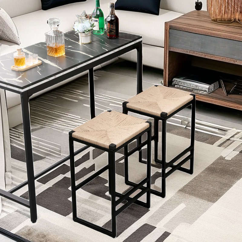Omendra Paper Rope Woven Counter Bar Stool Set