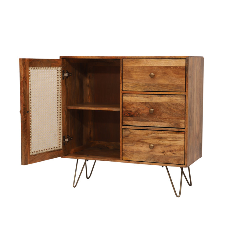 Chetram Rattan Small Mango Wood Sideboard 80 Cm Wide
