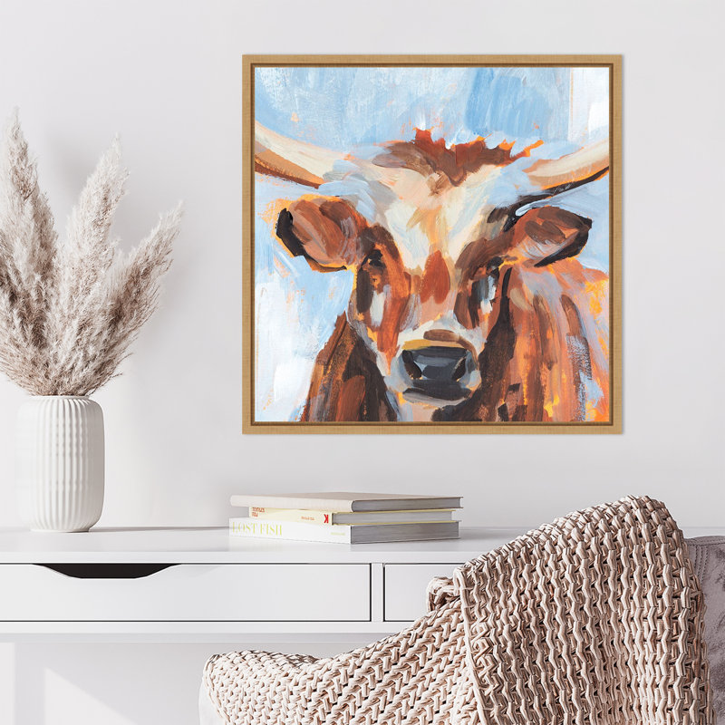 Reproduction d'art sur toile encadrée "Vivid bovins IV" par Annie Warren, H 22 po x l 22 po