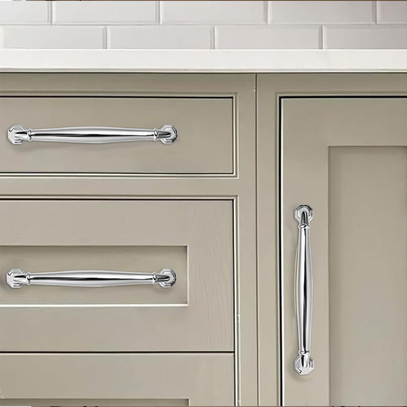 10 Pack 4 Inch Cabinet Pulls Heavy Duty Solid Zinc Alloy Handles For Drawer Dresser Cupboard Polished Chrome Hardware, 4 3/5"