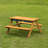 Takuo Convertible Wooden Sand and Water Table for your Toddlers Outdoor Playset Featuring 2 Play Box and a Removable Top that Transforms into Kids Picnic Table - Teak Stained