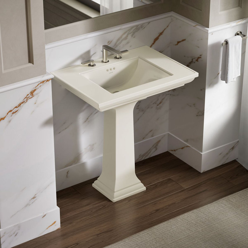 Memoirs® Stately 24" Pedestal Bathroom Sink with 4" Centerset Faucet Holes, Biscuit, 34.75" H x 22.19" W x 30.69" L