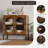 Wooden Sideboard Buffet Cabinet with Natural Rattan Doors and Solid Metal Feet