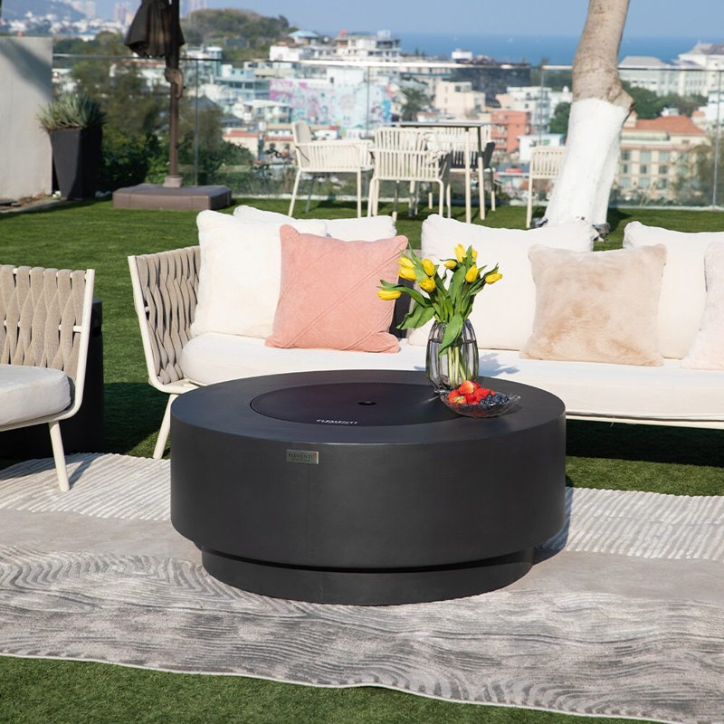 Round Concrete Smokeless Fire Pit Table, Natural Gas