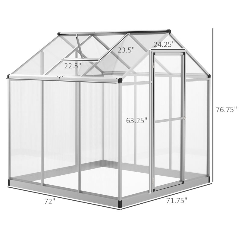 Clear Polycarbonate Walk-In Greenhouse with Aluminum Frame