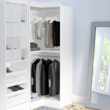 Wood Closet System 30 in. Corner Walk-In Adjustable Shelf Laminate in White  18098225649