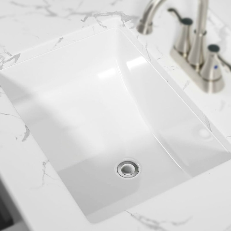 Lavabo de meuble-lavabo rectangulaire en céramique - blanc pur, bol profond, durable en porcelaine blanche rectangulaire, fabrication