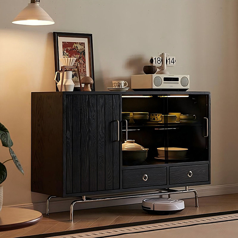Buffet de salle à manger 70,87 po, H 31,1 po x l 70,87 po x P 15,75 po, Noir