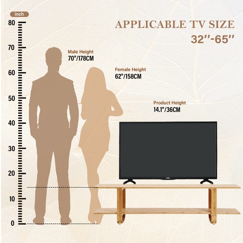 TV Stand With Storage For Tvs Up To 65'', Natural