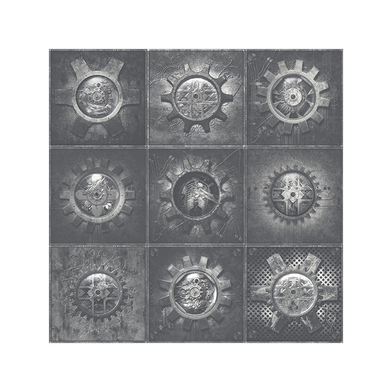 Rouleau de papier peint lisse Nostalgie, Metallic Silver/Black