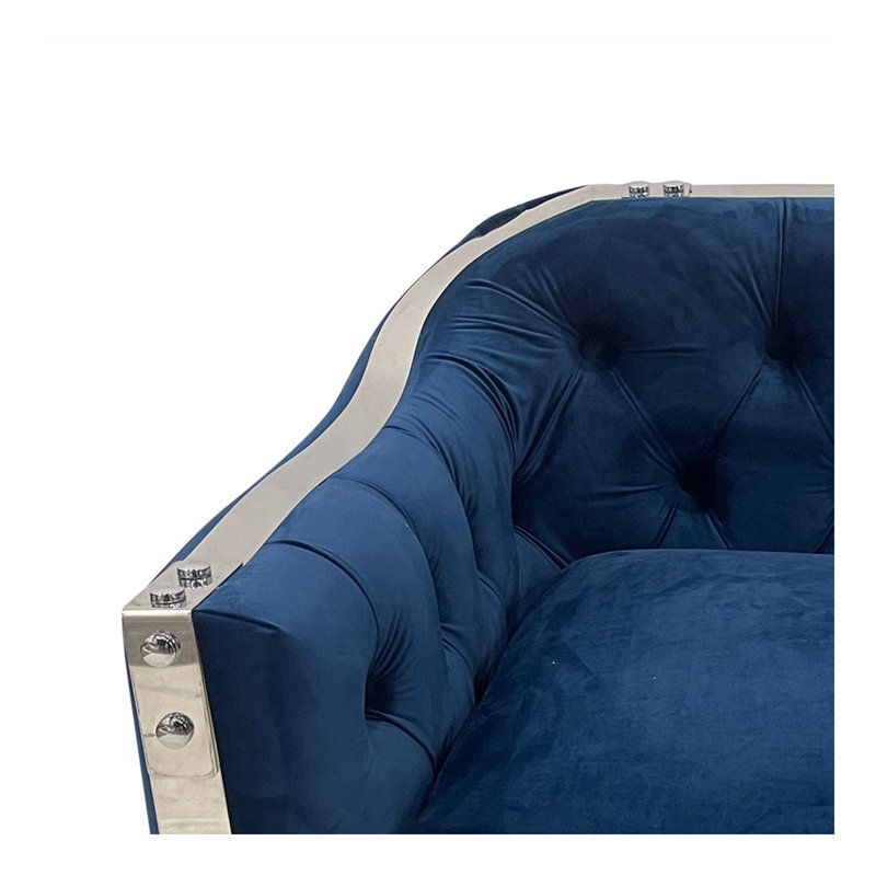 Canapé-lit en velours avec coussin Melange, Marine / Aargent