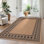 Tapis de jute lavable moderne antidérapant à motif géométrique avec tapis à bordure géométrique souple et pliable pour l'extérieur du salon, de la chambre à coucher, du couloir et de la salle à manger
