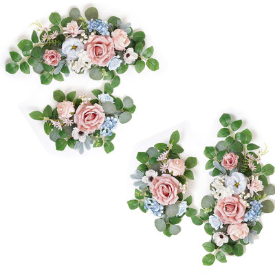Wedding decor (pack of 4) Welcome Sign Flower Backdrop Garland For Ceremony Reception Wall Easel Home Decoration Entryway Faux Outdoor Board Head Table Decor