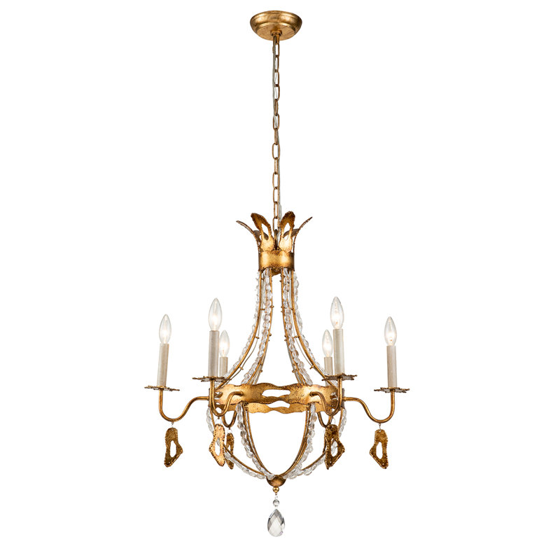 6 Light Traditional Antique Gold Chandelier