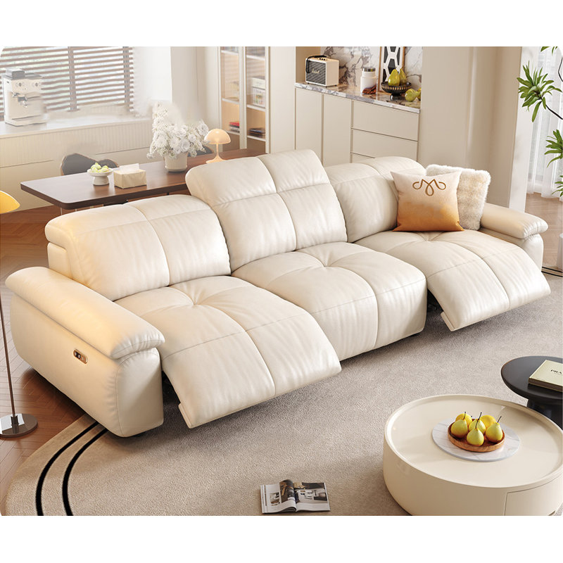 Coussin de canapé modulaire en cuir blanc, H 35,43 po x l 107,87 po x P 41,34 po, Blanc