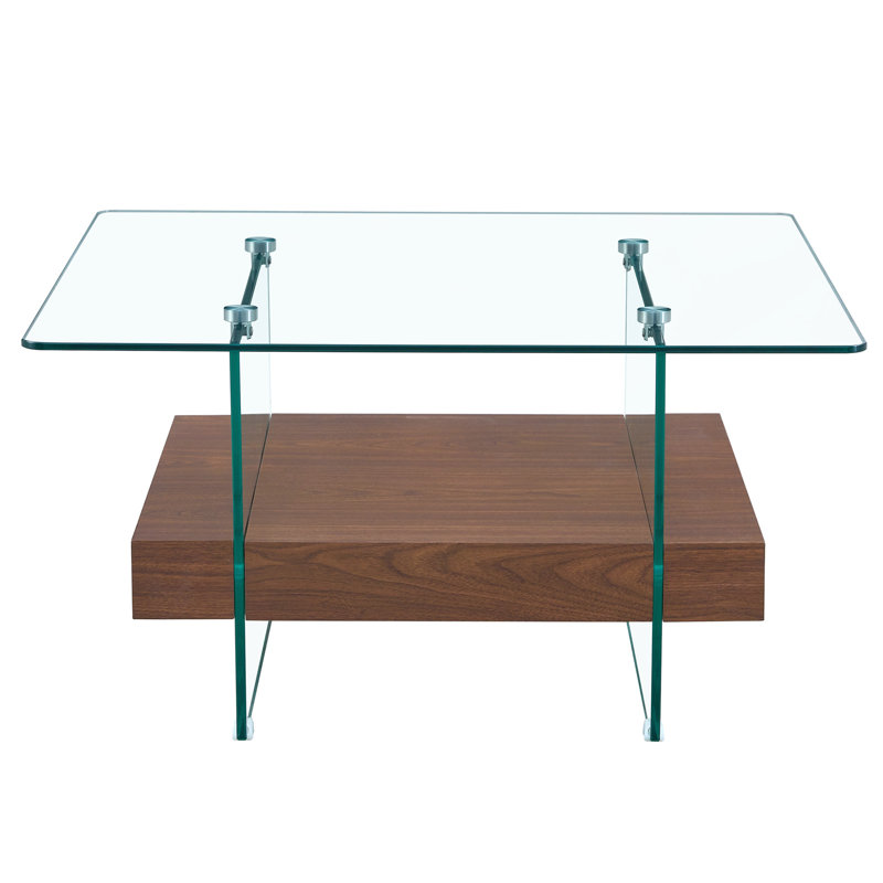 Modern Two-Tier Square Coffee Table with Stylish Design and Practical Storage