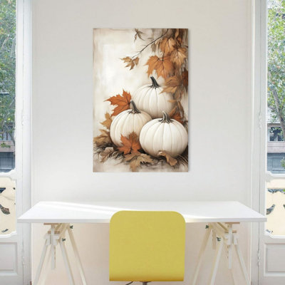 Art mural 24 po x 36 po, citrouille et feuille d'érable