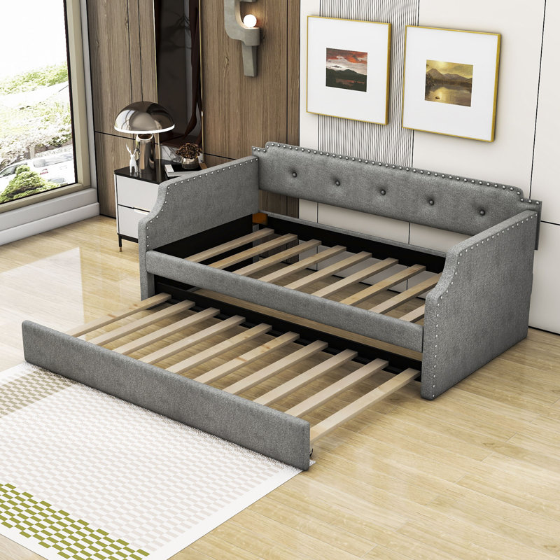 Aranwen Twin Daybed with Trundle, Gray