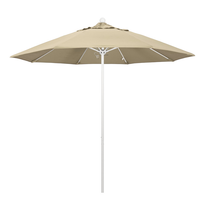 Parasol de patio blanc de qualité commerciale 9 pi Hibo, Beige antique, Blanc mat