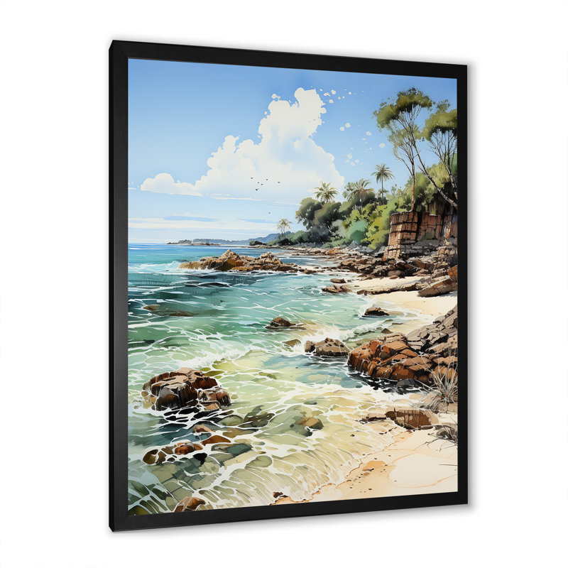 Brodi thaïlandais, brise côtière sur toile, H 40 po x l 30 po x P 1,5 po, Cadre photo noir