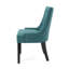 2 Contemporary Dining Chairs - , Sloped , Seat, Dark Brown Wood Legs, Teal Of Modern Fabric Upholstery, Birch Color