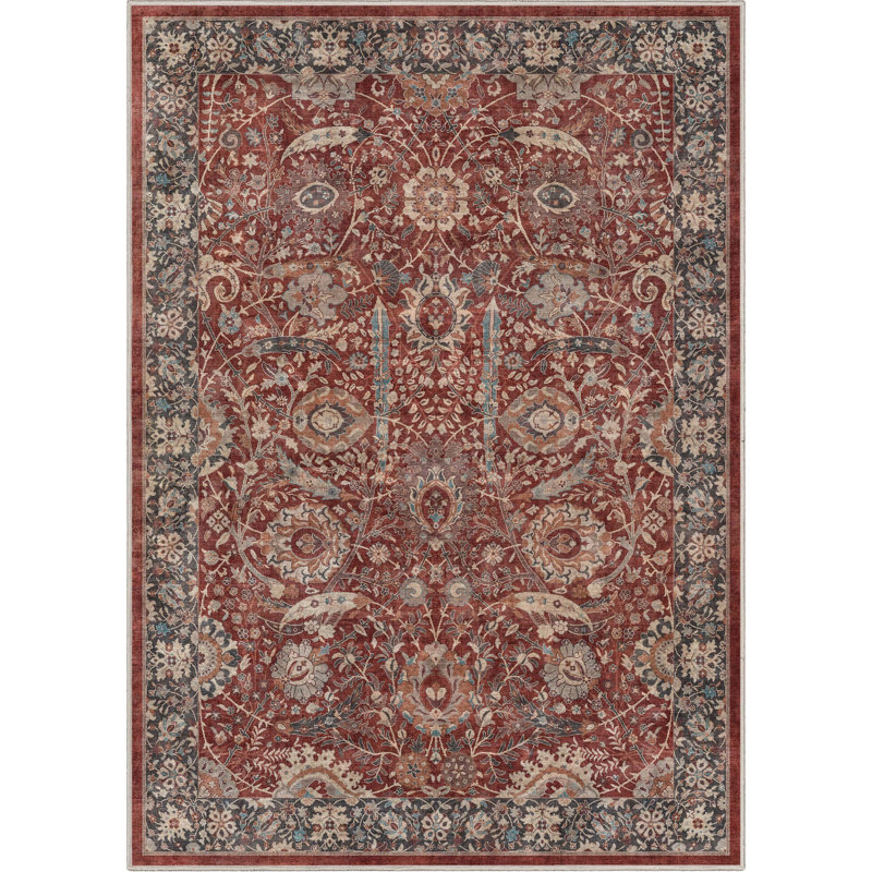  Tapis rouge persan à tissage plat Asha, Rectangle 6 pi x 9 pi