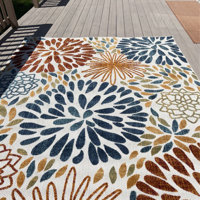 Weyland Floral Power Loom Blue/Orange Indoor/Outdoor Patio Rug World Menagerie Rug Size: Rectangle 12' x 15