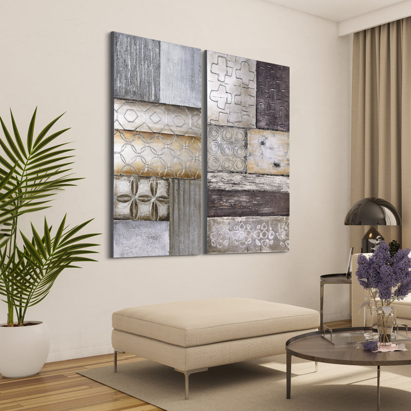 Stacked 1 and 2 par Martin Edwards - Ensemble de 2 reproductions d'art sur toile sans cadre