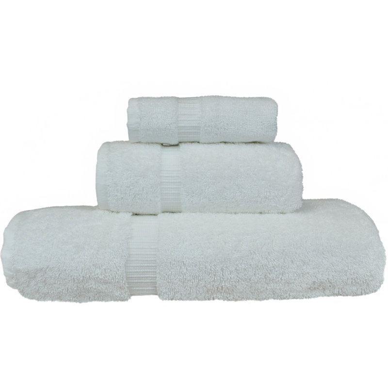 Ensemble de serviettes en coton turc 3 pièces Fixel, Blanc