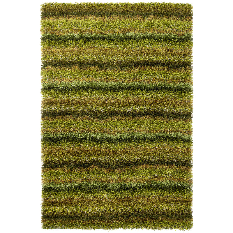 Kubu Hand Loomed Striped Area Rug in Green, Rectangle 5' x 7'6"