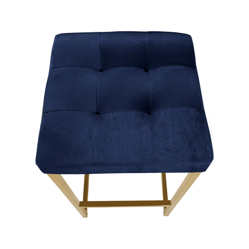 Tabouret de comptoir à tuyaux II en velours, Bleu
