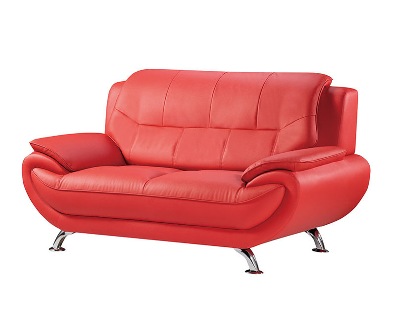 Jamelia 69'' Faux Leather Loveseat, Red Faux Leather