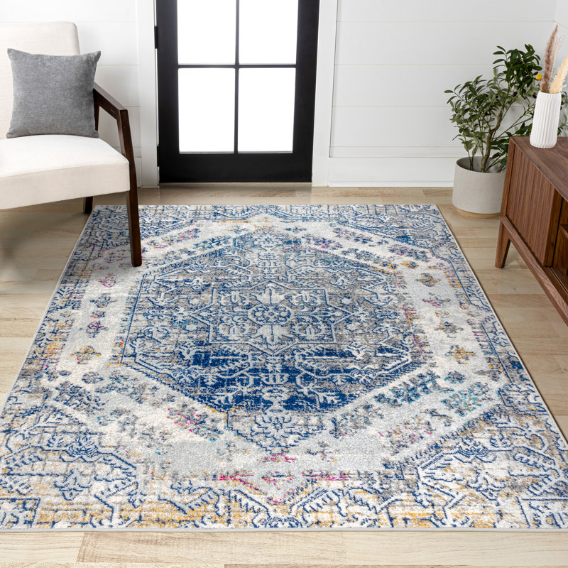 Tapis crème / bleu Latorre, Rectangle 4 pi x 6 pi