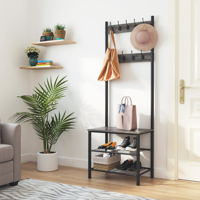 Arbre d'entrée Leja avec banc et rangement pour chaussures, Gris