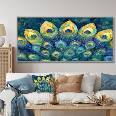 Plume de paon émeraude mosaïque II - paon, décoration murale