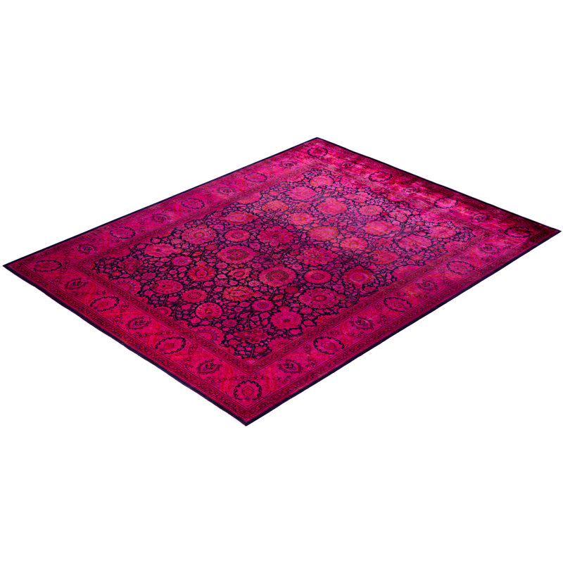Overdyed Hand-Knotted Wool Modern-Contemporary Pink Area Rug 8' 1" x 10' 7"