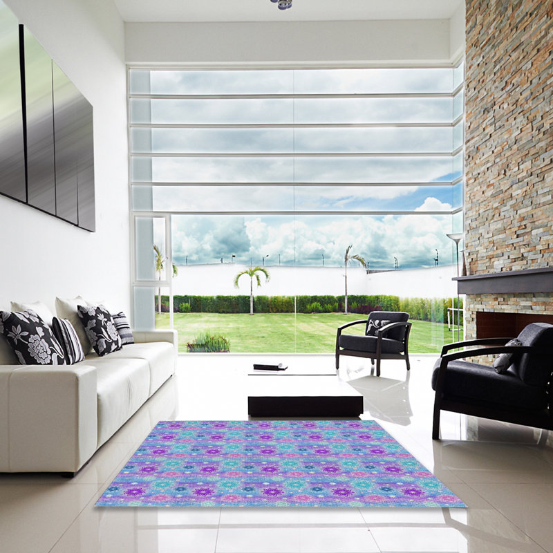 Tapis mauve/rose à tisser électrique, Carré 3 pi