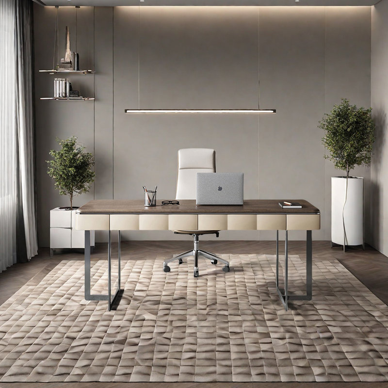 Bureau minimaliste avec tiroirs, Tanné