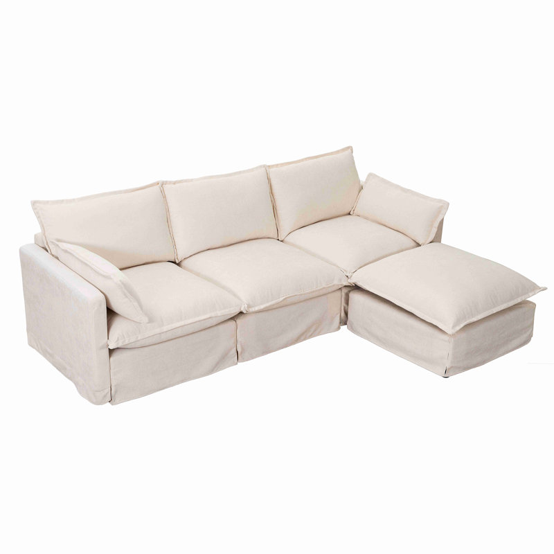 Canapé modulaire 93,31 "pour salon, canapé moderne en L avec repose-pieds mobile, ensemble de canapé 4 places pour appartement, bureau.