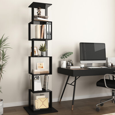 Bibliothèque de salon avec rotation - économie d'espace, assiettes, bibliothèque pivotante à 6 niveaux, facile à nettoyer, design