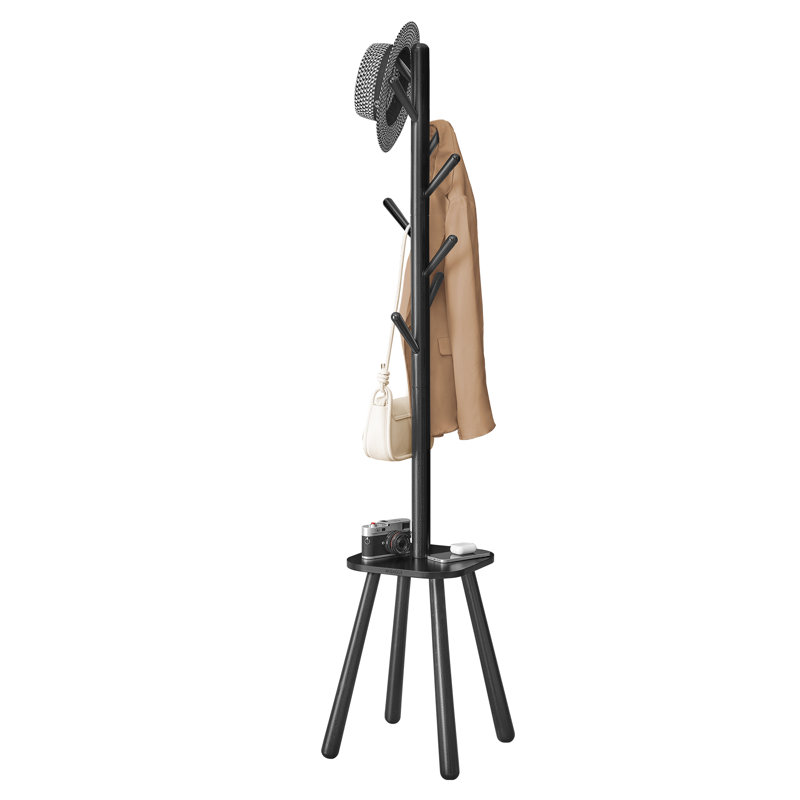 Rubber Freestanding 8 - Hook Coat Rack, Beige