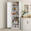Tablette de garde-manger autoportante à 4 portes, 67 po avec tablettes réglables, blanc pour armoire de cuisine organisée, rangement bien rangé