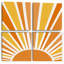 «Minimalist Bright Shining Orange Sun Rays II», ensemble de 4 reproductions d'art moderne sur toile