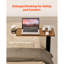 Table de lit surélevée, table de chevet mobile à 4 roulettes, levage électrique avec bouton de mise à niveau, bureau d'ordinateur portable roulant avec porte-gobelet, bureau de lit réglable en hauteur pour la maison, le bureau, le bureau, le bois et le noir