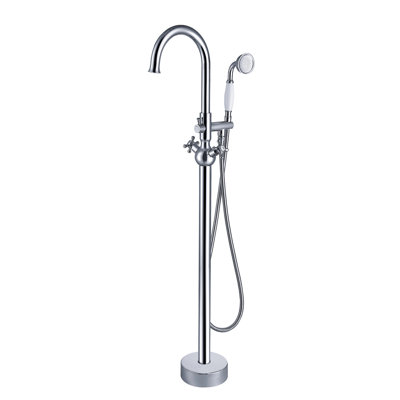 Robinet de baignoire autoportant avec douche à main. Fabrication en métal. 45,46 po de profondeur, 6,31 po de largeur, hauteur, 9,48 lb. Jet complet pour le bain relaxant contemporain, métal. 46 po 6,5 po 9,5 po Douche