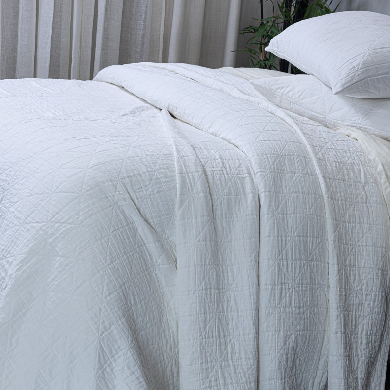 Courtepointe MARSHALL, blanc, très grand, White, King Quilt