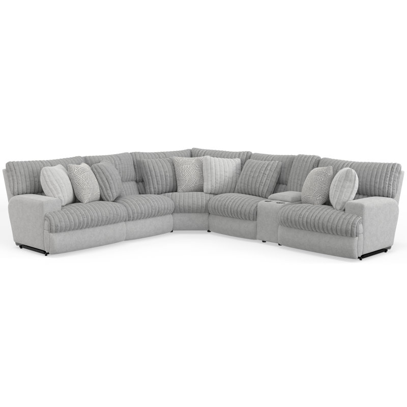 Canapé modulaire inclinable 6 pièces avec 2 sièges inclinables et console de rangement Ziera, Électrique
